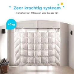 Jubbly® - Corde à Linge Extensible - 4,2 Mètres - Fil De Corde à Linge Robuste Avec âme En Acier - Fil à Laver - Corde à Linge Extensible - Alternatief à Wasrek , à L'étendoir Ou à L'étendoir Mural - Gain De Place - Avec Ou Sans Perçage -Nettoyage Produits Boutique 1200x1200 271