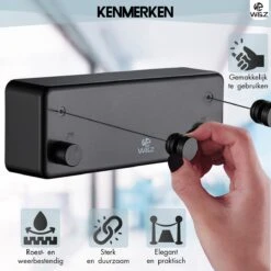 W&Z Corde à Linge Extensible - Corde à Linge - Corde à Linge Extensible - Fil De Séchage En Rouleau - Fil De Fil à Linge Avec Âme En Acier - Longueur De Séchage 8,4 M - Zwart -Nettoyage Produits Boutique 1200x1200 297