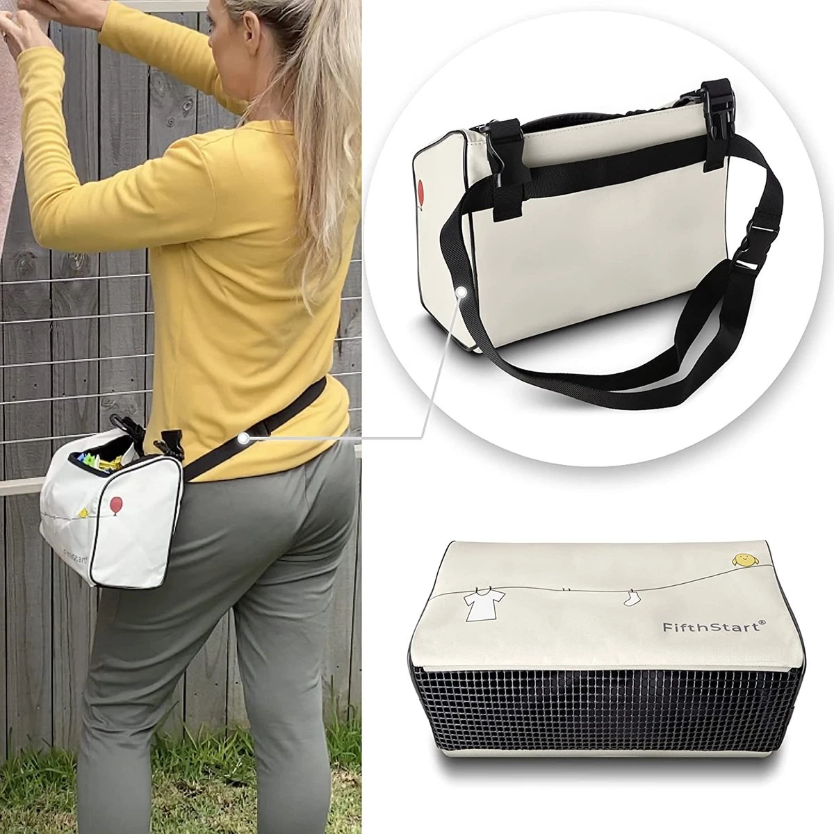 Avec Sac à Pinces à Linge Ouvert Pour Suspendre Ou Transporter, Jusqu'à 300 Clips, Avec Suspension Pour Hanches Et Shakers, Imperméable (tissu 900D, Beige) 9 Avec Sac à Pinces à Linge Ouvert Pour Suspendre Ou Transporter, Jusqu'à 300 Clips, Avec Suspension Pour Hanches Et Shakers, Imperméable (tissu 900D, Beige) – Image 7