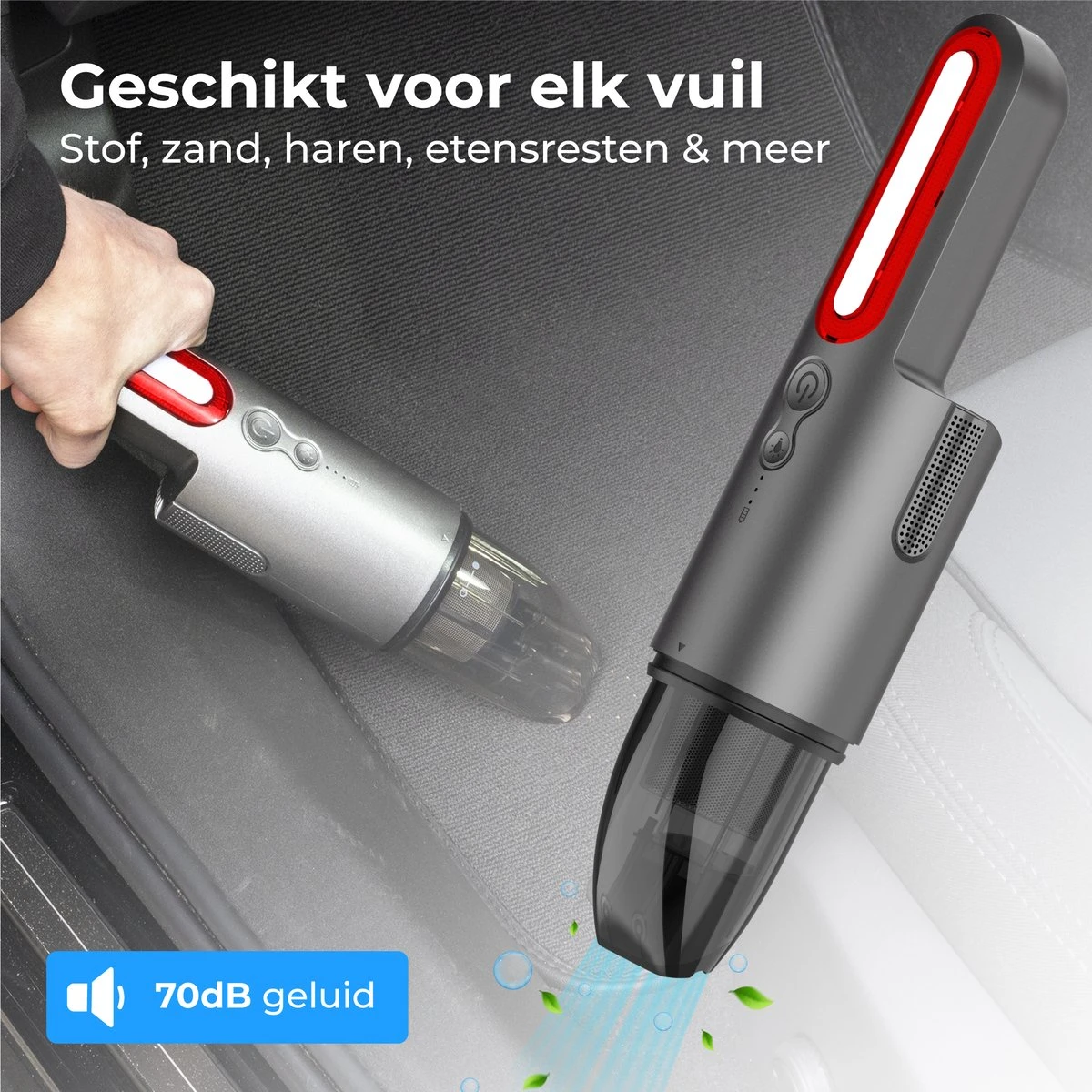 Nuvance - Aspirateur De Voiture 6000Pa - Sans Fil à Main - Aspirateur De Voiture USB Rechargeable - Aspirateur à Main Pour Voiture Et Maison - Incl. Pièce Jointe 7 Nuvance - Aspirateur De Voiture 6000Pa - Sans Fil à Main - Aspirateur De Voiture USB Rechargeable - Aspirateur à Main Pour Voiture Et Maison - Incl. Pièce Jointe – Image 6