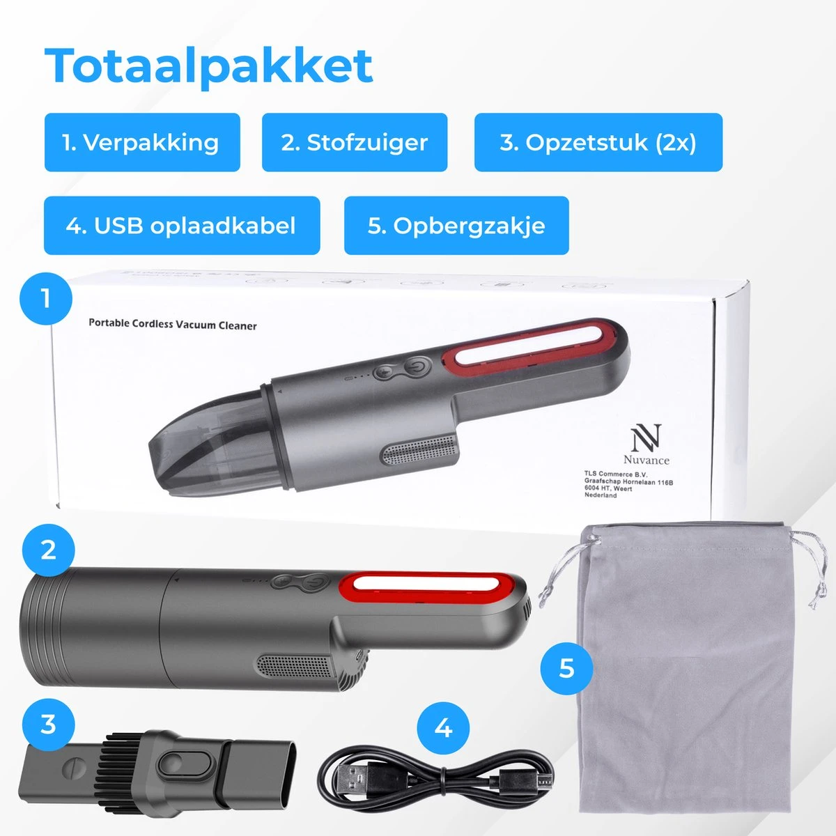 Nuvance - Aspirateur De Voiture 6000Pa - Sans Fil à Main - Aspirateur De Voiture USB Rechargeable - Aspirateur à Main Pour Voiture Et Maison - Incl. Pièce Jointe 11 Nuvance - Aspirateur De Voiture 6000Pa - Sans Fil à Main - Aspirateur De Voiture USB Rechargeable - Aspirateur à Main Pour Voiture Et Maison - Incl. Pièce Jointe – Image 10