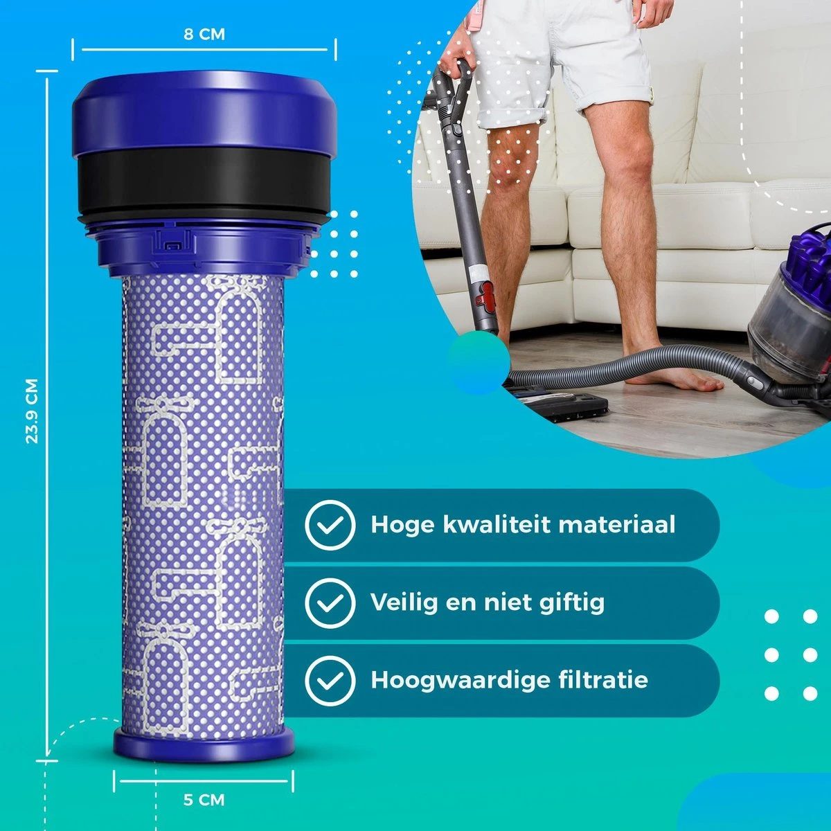 Filtre HEPA Pour Aspirateur - Geschikt Voor Dyson Aux Aspirateurs Dyson Stick DC28c, DC33c, DC37, DC37c, DC39, DC39c, DC41c Et DC53 Series - Lavable 5 Filtre HEPA Pour Aspirateur - Geschikt Voor Dyson Aux Aspirateurs Dyson Stick DC28c, DC33c, DC37, DC37c, DC39, DC39c, DC41c Et DC53 Series - Lavable – Image 3