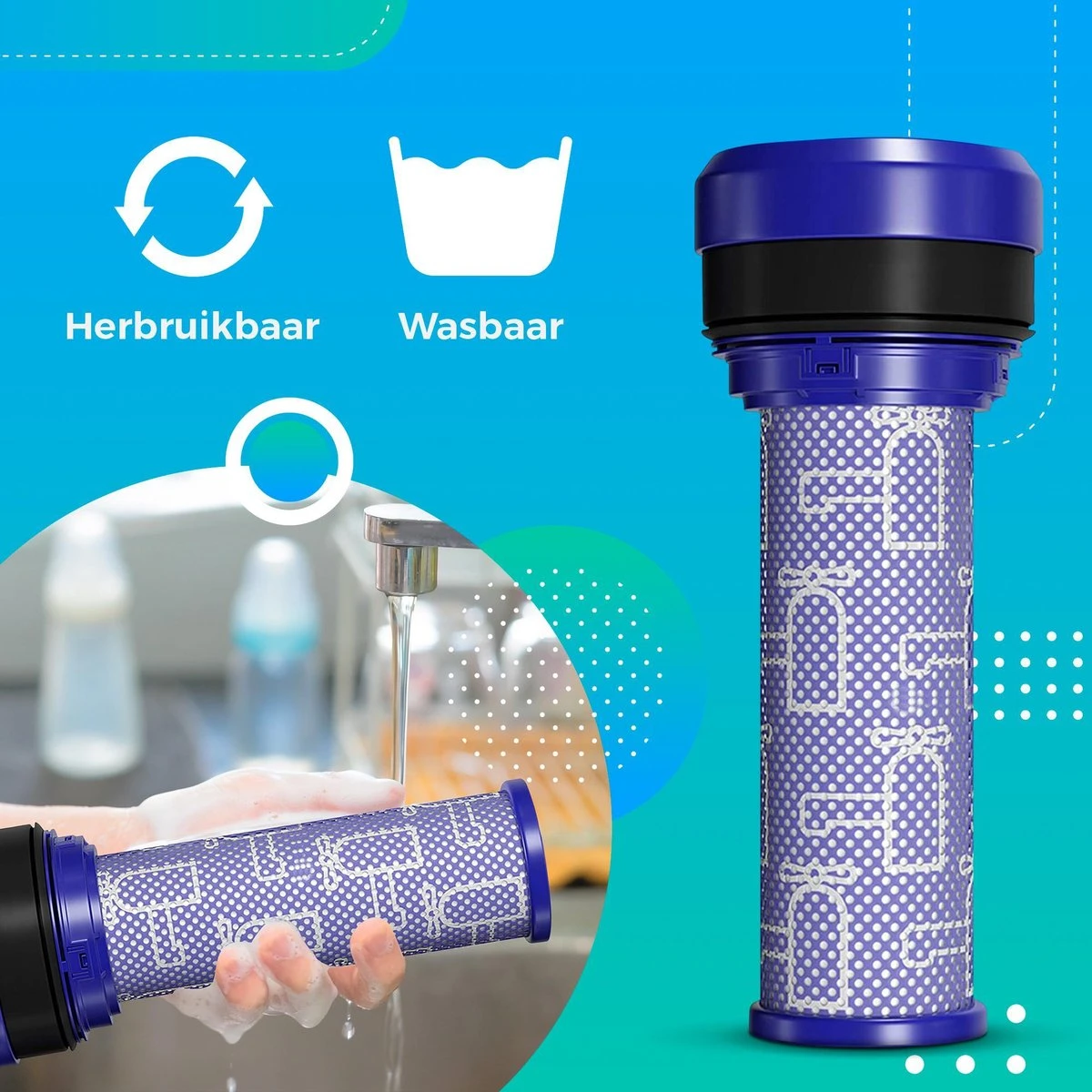 Filtre HEPA Pour Aspirateur - Geschikt Voor Dyson Aux Aspirateurs Dyson Stick DC28c, DC33c, DC37, DC37c, DC39, DC39c, DC41c Et DC53 Series - Lavable 6 Filtre HEPA Pour Aspirateur - Geschikt Voor Dyson Aux Aspirateurs Dyson Stick DC28c, DC33c, DC37, DC37c, DC39, DC39c, DC41c Et DC53 Series - Lavable – Image 4