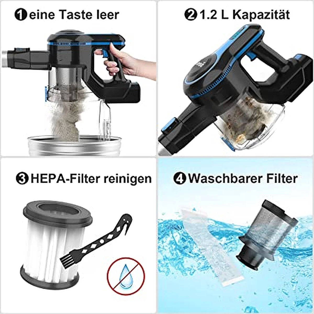 Aspirateur-balai INSE N5S | Aspirateur Avec Batterie Amovible | Aspiration 20KPa | Sans Fil Et Sans Poche | Poils D'animaux / Voiture / Tapis 7 Aspirateur-balai INSE N5S | Aspirateur Avec Batterie Amovible | Aspiration 20KPa | Sans Fil Et Sans Poche | Poils D'animaux / Voiture / Tapis – Image 5