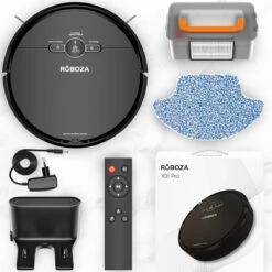 Roboza - Robots Aspirateurs Pro - Robot Aspirateur Avec Fonction De Nettoyage - Aspirateur - Station De Charge - Robots Aspirateurs - Robot De Nettoyage - Zwart -Nettoyage Produits Boutique 1200x1200 439