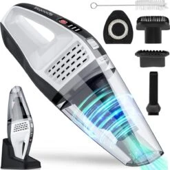 LifeGoods Sans Fil Portable Aspirateur - Humide Et Droog - LifeGoods Rechargeable De Poche Avec 3 Accessoires - Filtre HEPA - Gris Foncé