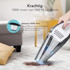 LifeGoods Sans Fil Portable Aspirateur - Humide Et Droog - LifeGoods Rechargeable De Poche Avec 3 Accessoires - Filtre HEPA - Gris Foncé -Nettoyage Produits Boutique 1200x1200 443