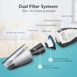 LifeGoods Sans Fil Portable Aspirateur - Humide Et Droog - LifeGoods Rechargeable De Poche Avec 3 Accessoires - Filtre HEPA - Gris Foncé -Nettoyage Produits Boutique 1200x1200 444