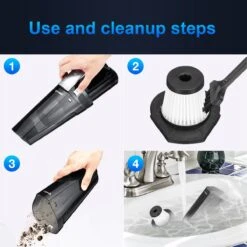 Aspirateur à Main Yuriko - Humide Et Droog - 8000-10000PA - Cleaner - Rechargeable De Type-C - Aspirateur Sans Fil - Avec Bouche D'aspirateur - Sans Fil - Noir -Nettoyage Produits Boutique 1200x1200 518