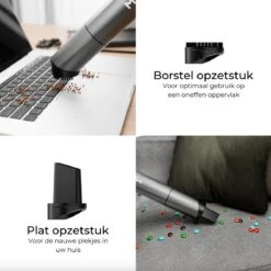 MIUI Handyman - Aspirateur De Voiture - Mini Aspirateur - Sans Fil - Léger - Y Compris 3 Accessoires - Tête Rotative - Puissant - Filtre HEPA - Facile à Nettoyer - Grijs -Nettoyage Produits Boutique 1200x1200 669