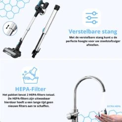 Aspirateur Balai Sans Fil - Ampes® - Aspirateur Sans Fil - 6 En 1 - 25Kpa Puissance D'aspiration - 2 Positions De Puissance - 45 Minutes Autonomie - 250W -Nettoyage Produits Boutique 1200x1200 797