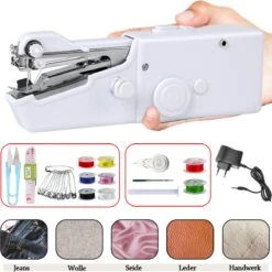 TopSun Machine à Coudre à La Main - Mini Machine à Coudre Portable - Compacte - Sans Fil - Électrique - Aiguilles - Kit De Couture - Boîte à Couture - Sac Complet D'Accessoires - Couleur Wit -Nettoyage Produits Boutique 1200x1200 84