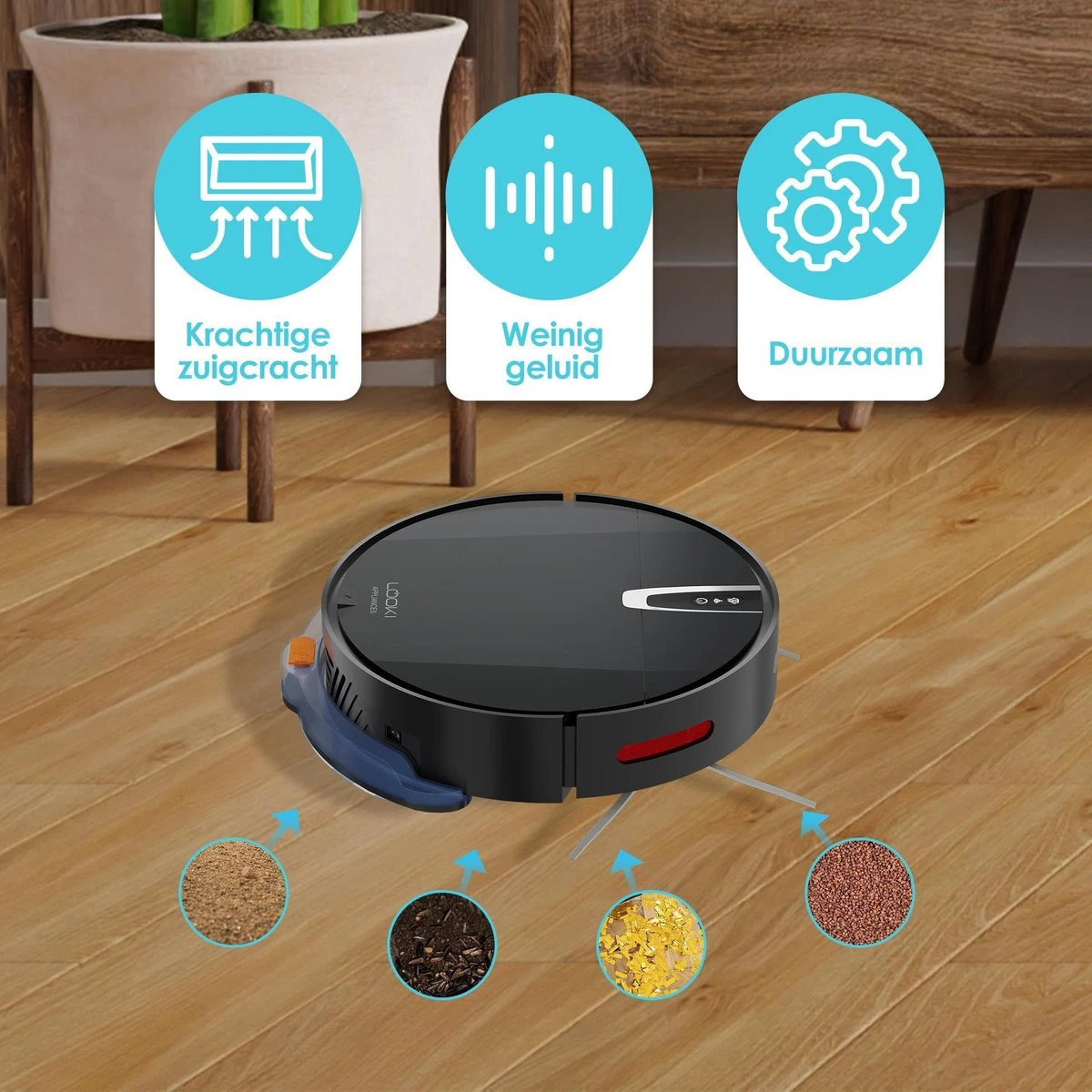 Looki® 3-en-1 Avec Fonction De Nettoyage Et Contrôle D'application - Aspirateur Robot Sans Fil - IOS Et Android - Automatique - Avec Station De Charge - 45DB - Zwart 13 Looki® 3-en-1 Avec Fonction De Nettoyage Et Contrôle D'application - Aspirateur Robot Sans Fil - IOS Et Android - Automatique - Avec Station De Charge - 45DB - Zwart – Image 11