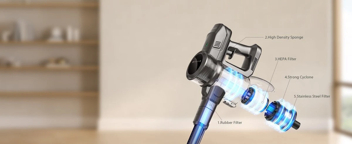 Kalado KCV01 Aspirateur Balai Sans Fil - Aspirateurs-balais 26Kpa - 6 En 1 - 40Min De Temps De Travail Batterie Amovible - Moteur Brushless 80000RPM - Affichage LED 17 Kalado KCV01 Aspirateur Balai Sans Fil - Aspirateurs-balais 26Kpa - 6 En 1 - 40Min De Temps De Travail Batterie Amovible - Moteur Brushless 80000RPM - Affichage LED – Image 15