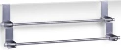 2x Porte-serviettes De Salle De Bain Argenté Double Barre 57 Cm - Zeller - Accessoires De Accessoires De Salle De Bain - Séchoirs De Porte - Handdoeken Suspendues - Porte-serviettes