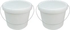 Set De 2x Seau Avec Couvercle Et Poignée - Wit - 5,8 Litres - Seau En Plastique / Plastique / Seau à Peinture Avec Poignée / Poignée En Métal