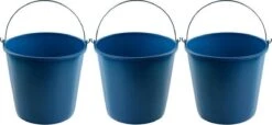3x Seaux De Nettoyage / Seaux Ménagers Bleus 12 Litres 28 X 25 Cm - Seaux Agri - Seau En Plastique / Plastique / Seau à Mousse Avec Poignée / Poignée En Métal
