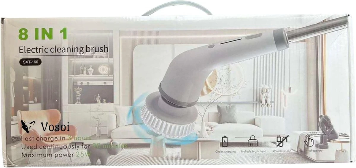Vosoi - Brosse De Nettoyage électrique - Polisseuse - Brosse à Récurer électrique - Polisseuse - Produits De Produits De Nettoyage - 7 Accessoires - Sans Fil - Cuisine - Salle De Bain - Voiture - Nettoyeur De Sol Avec Manche 11 Vosoi - Brosse De Nettoyage électrique - Polisseuse - Brosse à Récurer électrique - Polisseuse - Produits De Produits De Nettoyage - 7 Accessoires - Sans Fil - Cuisine - Salle De Bain - Voiture - Nettoyeur De Sol Avec Manche – Image 9
