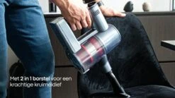 Dalmo VC8011 - Aspirateur Balai Sans Fil Avec Technologie Cyclone - Filtre HEPA - Siècle Des Lumières LED Et écran Tactile - Capteur De Poussière - Aspirateur Balai Sans Fil - 350 Watt / Argent -Nettoyage Produits Boutique 1200x676 3