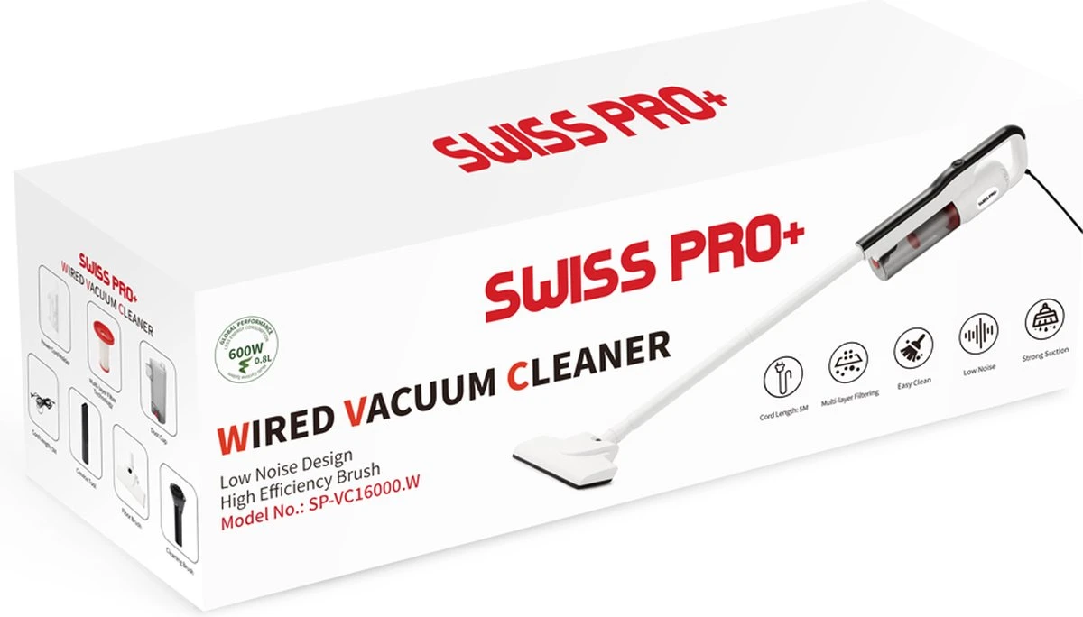 Aspirateur Balai Swiss Pro+ - Aspirateur Balai 2 En 1 - Aspirateur Balai Avec Cordon - Dustbuster Amovible - Longueur Du Cordon 5 Mètres - Convient Aux Animaux Domestiques - 600W 5 Aspirateur Balai Swiss Pro+ - Aspirateur Balai 2 En 1 - Aspirateur Balai Avec Cordon - Dustbuster Amovible - Longueur Du Cordon 5 Mètres - Convient Aux Animaux Domestiques - 600W – Image 3