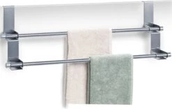 2x Porte-serviettes De Salle De Bain Argenté Double Barre 57 Cm - Zeller - Accessoires De Accessoires De Salle De Bain - Séchoirs De Porte - Handdoeken Suspendues - Porte-serviettes -Nettoyage Produits Boutique 1200x757 1