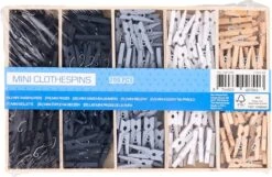 Épingles à Linge Mini | Mini Chevilles Hobby| Mini Pinces à Linge | 200 Pièces | Différentes Couleurs | Comprend Une Boîte De Rangement Pratique