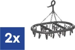 Made4Home® - Carrousel De Séchage | 2 Pièces | Séchoir Suspendu + 24 Pinces à Linge | Penderie | Essorage De La Grille De Séchage | Accrochage | Facile à Accrocher | Ovale | Gris | 44x30 Cm