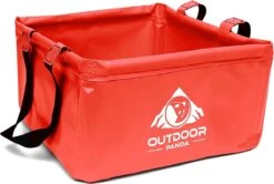 OUTDOOR PANDA Kom Pliable 20L | Pliable Évier Kom Camping | Seau à Poussière Pliable En Bâche | Lavabo Plastique | Kom Groot | Carré | Rouge