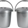 2x Seaux Refermables Avec Couvercle 15 Litres D'argent - Tri Des Déchets - Poubelle / Poubelle - Poubelle à Couches - Nettoyage/ Nettoyage - Seau De Lavage -Nettoyage Produits Boutique 1200x811 1