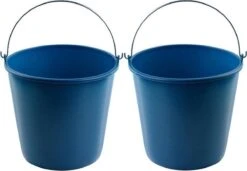 2x Seaux De Nettoyage / Seaux Ménagers Bleus 12 Litres 28 X 25 Cm - Seaux Agri - Seau En Plastique / Plastique / Seau à Mousse Avec Poignée / Poignée En Métal