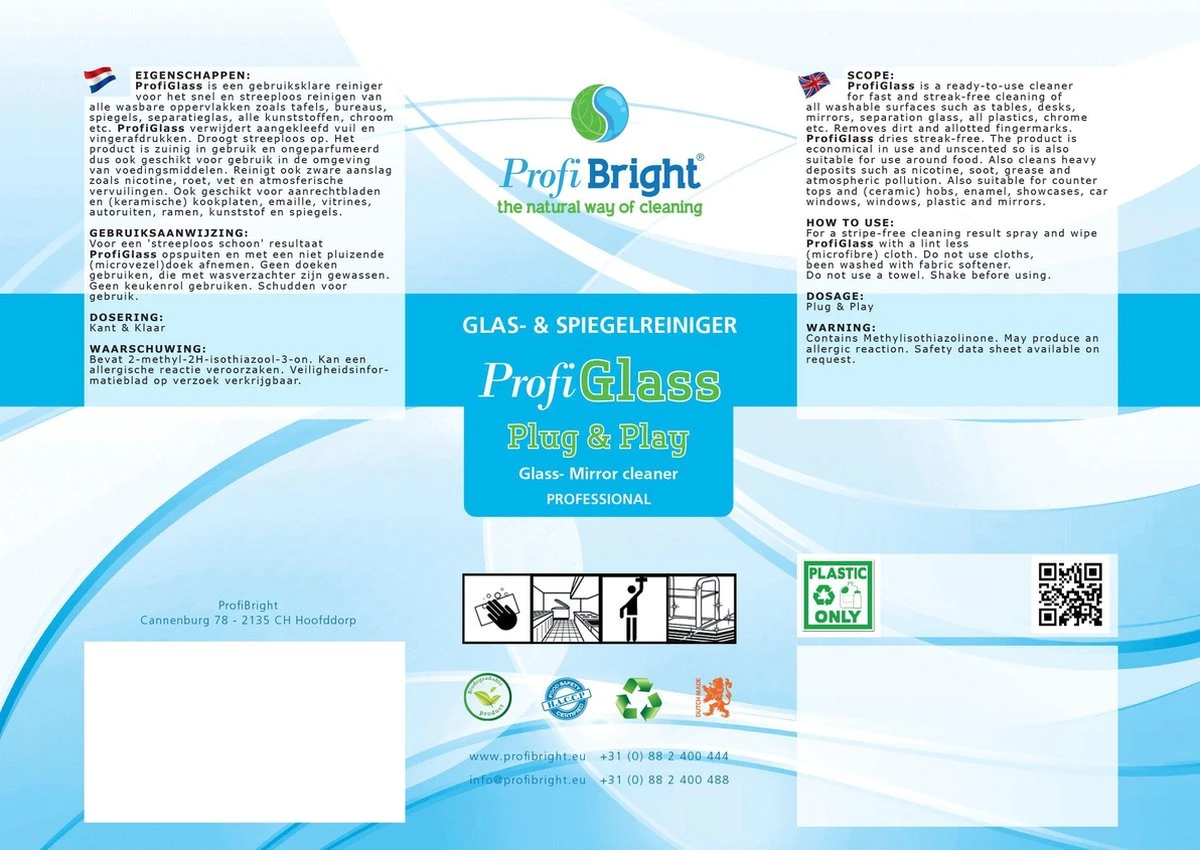 ProfiGlass Business - Nettoyant Vitres - Nettoyant Intérieur - Nettoyant Miroirs - Geen Voile - HACCP - Test Sur Les Animaux - Recharge 5 Litres 4 ProfiGlass Business - Nettoyant Vitres - Nettoyant Intérieur - Nettoyant Miroirs - Geen Voile - HACCP - Test Sur Les Animaux - Recharge 5 Litres – Image 2