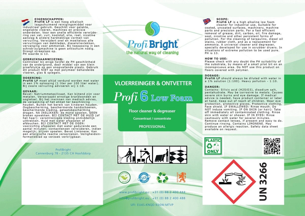 ProfiBright Business - Nettoyant Et Dégraissant Pour Sols Profi6 LF Low Foam - Sols En Béton - Convient Pour Autolaveuse - Faible Mousse - 1 Litre 4 ProfiBright Business - Nettoyant Et Dégraissant Pour Sols Profi6 LF Low Foam - Sols En Béton - Convient Pour Autolaveuse - Faible Mousse - 1 Litre – Image 2