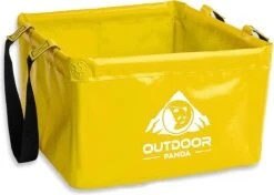 OUTDOOR PANDA Kom Pliable 15L | Pliable Évier Kom Camping | Seau à Poussière Pliable En Bâche | Lavabo Plastique | Kom Groot | Carré | Jaune