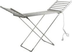 Etendoir à Chauffage électrique Alora - Argent - 20 Barres - étendoir - économe En énergie - Chauffage - Chauffable - Adapté Aux Enfants - Résistant Aux Pinces à Linge