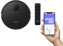 Robot Aspirateur - Robot Aspirateur Avec Station De Charge - Robot Aspirateur Pour Animaux Domestiques De Compagnie - Robot Aspirateur Avec Fonction De Nettoyage - Incl App Et Télécommande - Zwart