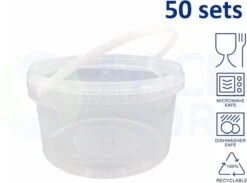 50 X Seau Rond Blanc Avec Couvercle - 3,5 Litres Avec Fermeture De Garantie - Convient Au Congélateur Et Au Lave-vaisselle - Convient Aux Aliments Et Non Alimentaires - Produit Aux Nederland