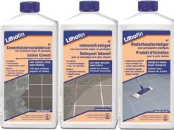 KF Kit De Nettoyage NEW FLOOR - Voile De Ciment, Nettoyant Intensif Et D'entretien - CARREAUX EN CÉRAMIQUE - Lithofin - 3 X 1L