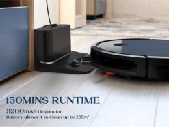 Phaseras Home E25 - Aspirateur Robot WiFi Avec Station De Charge - 2600PA - Jusqu'à 150 Minutes D'autonomie - Zwart -Nettoyage Produits Boutique 1200x902