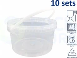 10 X Seau Rond Transparent Avec Couvercle - 3,5 Litres Avec Fermeture Garantie ø 227 Mm - Convient Au Congélateur Et Au Lave-vaisselle - Convient Aux Aliments Et Non Alimentaires - Produit Aux Nederland