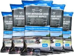 5x Lingettes Pour Voiture - Glas, Vitres Et Rétroviseurs - 5x 40 Lingettes Humides - Lingettes Pour Voiture
