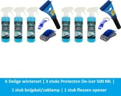 Protecton | 6 Pièces | Forfait Hiver | Winterset | Protecton Defroster / Le Glaçon | Grattoir De Fenêtre | Lampe De Poche/chat Pincé | Ouvre-bouteille | 2 Pièces |