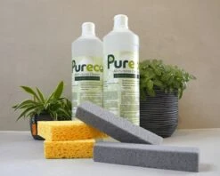 Pureco - Forfait Nettoyage Écologique - Forfait De Base Avec 2 X Nettoyant Tout Usage 1 L, 2 X Éponge Et 2 X Pierre De Nettoyage