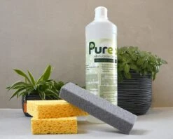 Pureco - Forfait Nettoyage Ecologique - Forfait Test Avec 1x Nettoyant Tout Usage 1 L, 2 X Éponge Et 1 X Pierre De Nettoyage