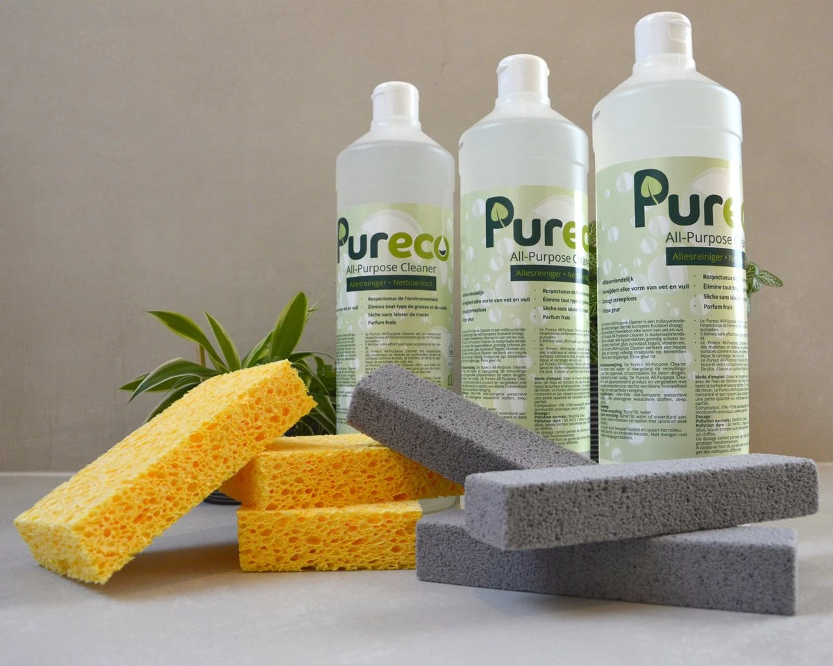 Pureco - Forfait Nettoyage Écologique - Forfait Premium Avec 3 X Nettoyant Tout Usage 1 L, 3 X Éponge Et 3 X Pierre De Nettoyage 3 Pureco - Forfait Nettoyage Écologique - Forfait Premium Avec 3 X Nettoyant Tout Usage 1 L, 3 X Éponge Et 3 X Pierre De Nettoyage