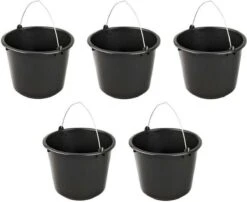Synx Tools 5x Seau De Construction 12L Value Pack XXL Zwart - Seaux De Construction/Articles De Construction - Seaux Ménagers - Seaux De Nettoyage - Seau De Bricolage