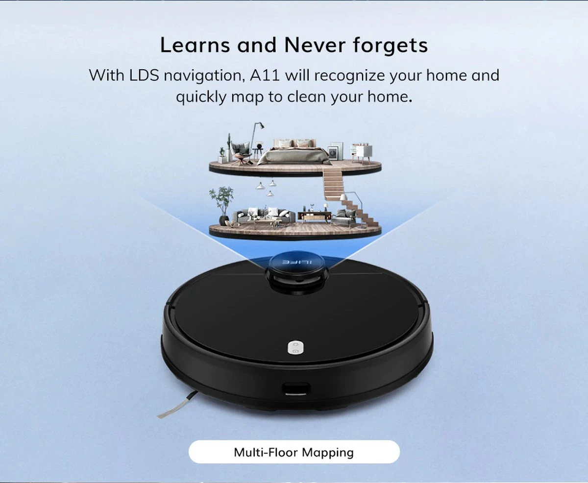 Aspirateur Robot Ilife - Avec Navigation Intelligente - Incl. Station De Charge - Aspirateur Sans Sac - Avec Fonction De Nettoyage - Aspirateur Robot - Zwart - Incl. Application 19 Aspirateur Robot Ilife - Avec Navigation Intelligente - Incl. Station De Charge - Aspirateur Sans Sac - Avec Fonction De Nettoyage - Aspirateur Robot - Zwart - Incl. Application – Image 17