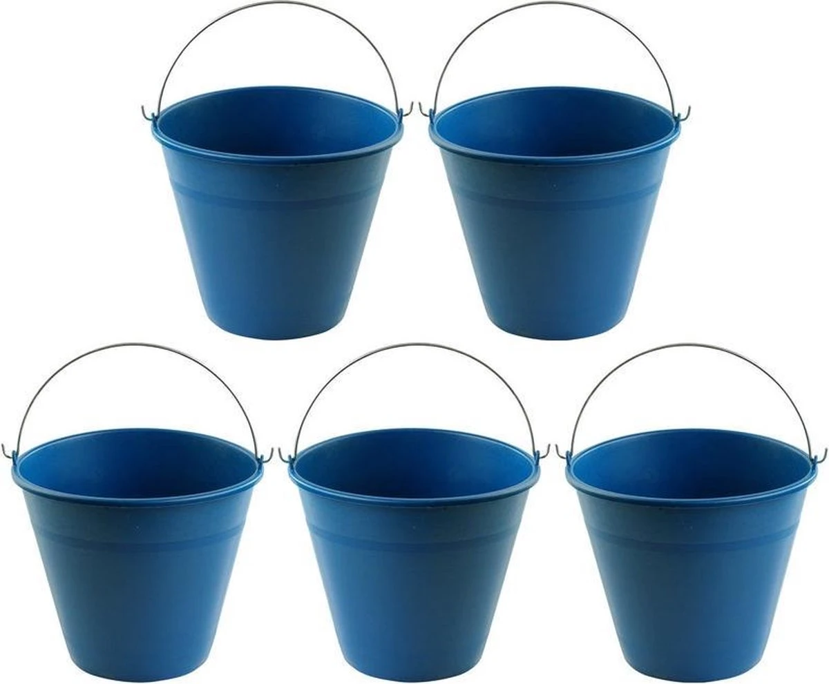 5x Seaux De Nettoyage / Seaux Ménagers Bleus 8 Litres 26 X 22,5 Cm - Seaux Agri - Seau En Plastique / Plastique / Seau à Mousse Avec Poignée / Poignée En Métal 3 5x Seaux De Nettoyage / Seaux Ménagers Bleus 8 Litres 26 X 22,5 Cm - Seaux Agri - Seau En Plastique / Plastique / Seau à Mousse Avec Poignée / Poignée En Métal
