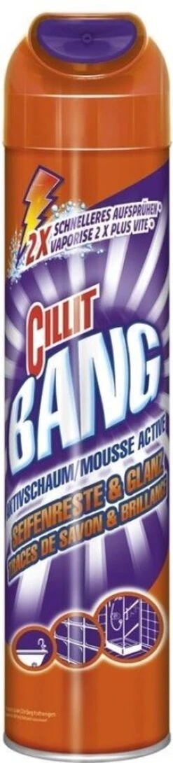CILLIT BANG Active Foam, Nettoyant Pour Salle De Bain - 600 Ml - Aérosol