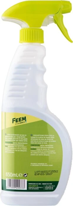 Feem Nettoyant Vitres Au Vinaigre Pour Fenêtres Miroirs Vitres Voiture - 650 Ml Spray -Nettoyage Produits Boutique 428x1200 1