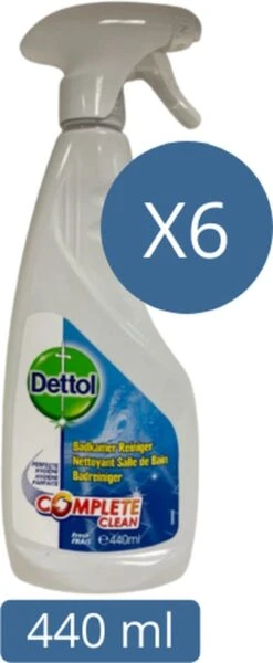 Dettol - Spray Nettoyant Salle De Bain - 6 X 440 ML - Antibactérien - Paquet Avantage - Nettoyant Bain